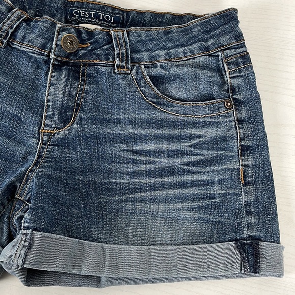 Cest TOI Women's Jean Shorts Dark Wash Siz M - Picture 2 of 9